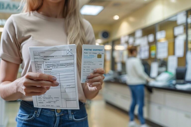 carte bancaire : carte bancaire de La Poste posée sur un fond clair