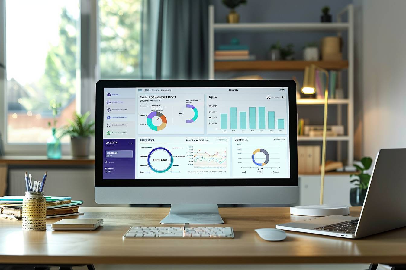 banque en ligne micro-entreprise : écran d'ordinateur affichant une interface bancaire moderne pour une micro-entreprise