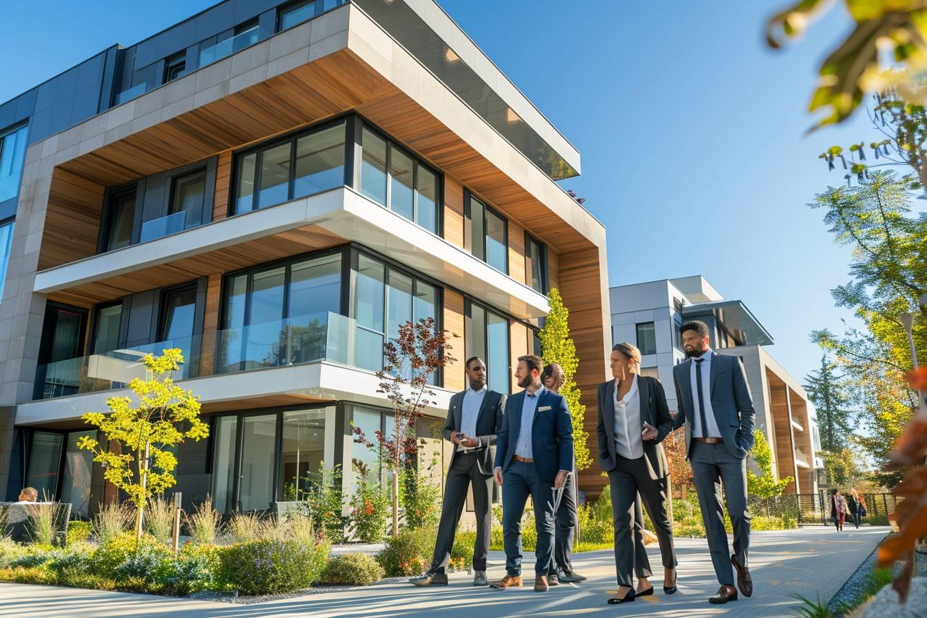 défiscalisation immobilière : illustration d'un immeuble moderne avec des symboles de finance et défiscalisation