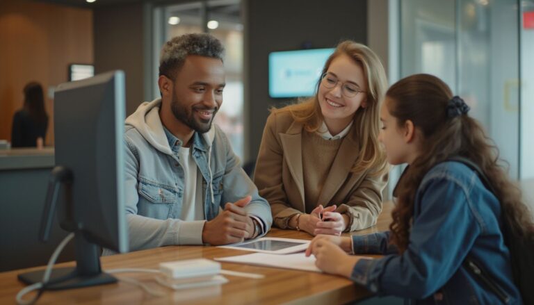 compte Nickel pour mineurs : jeune adolescent utilisant une carte bancaire Nickel avec un parent