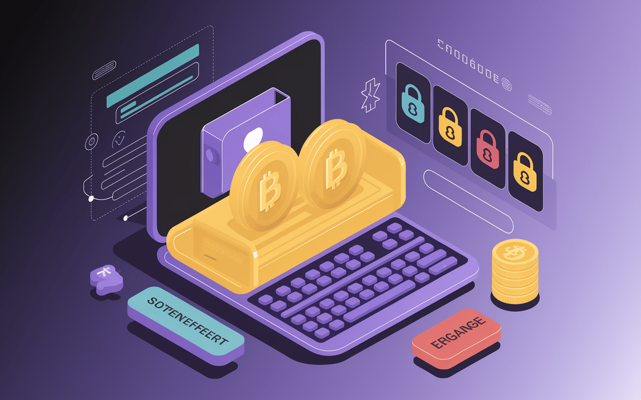 Illustration achat et stockage process tosa token avec portefeuille et sécurités