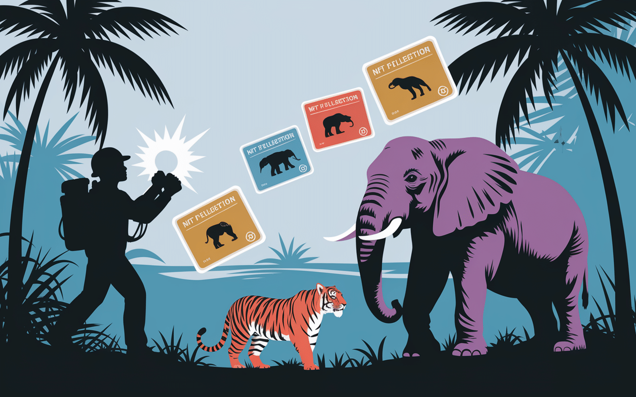 Explorateur capture animaux colorés jeu adazoo nft