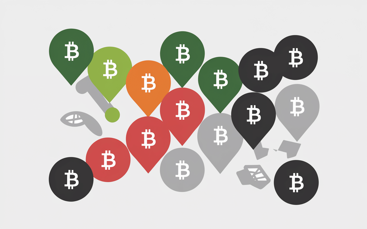 Interface bulles crypto couleurs tailles capitalisation