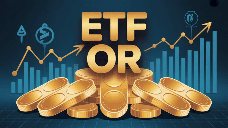 lingots d'or et graphiques financiers ETF or