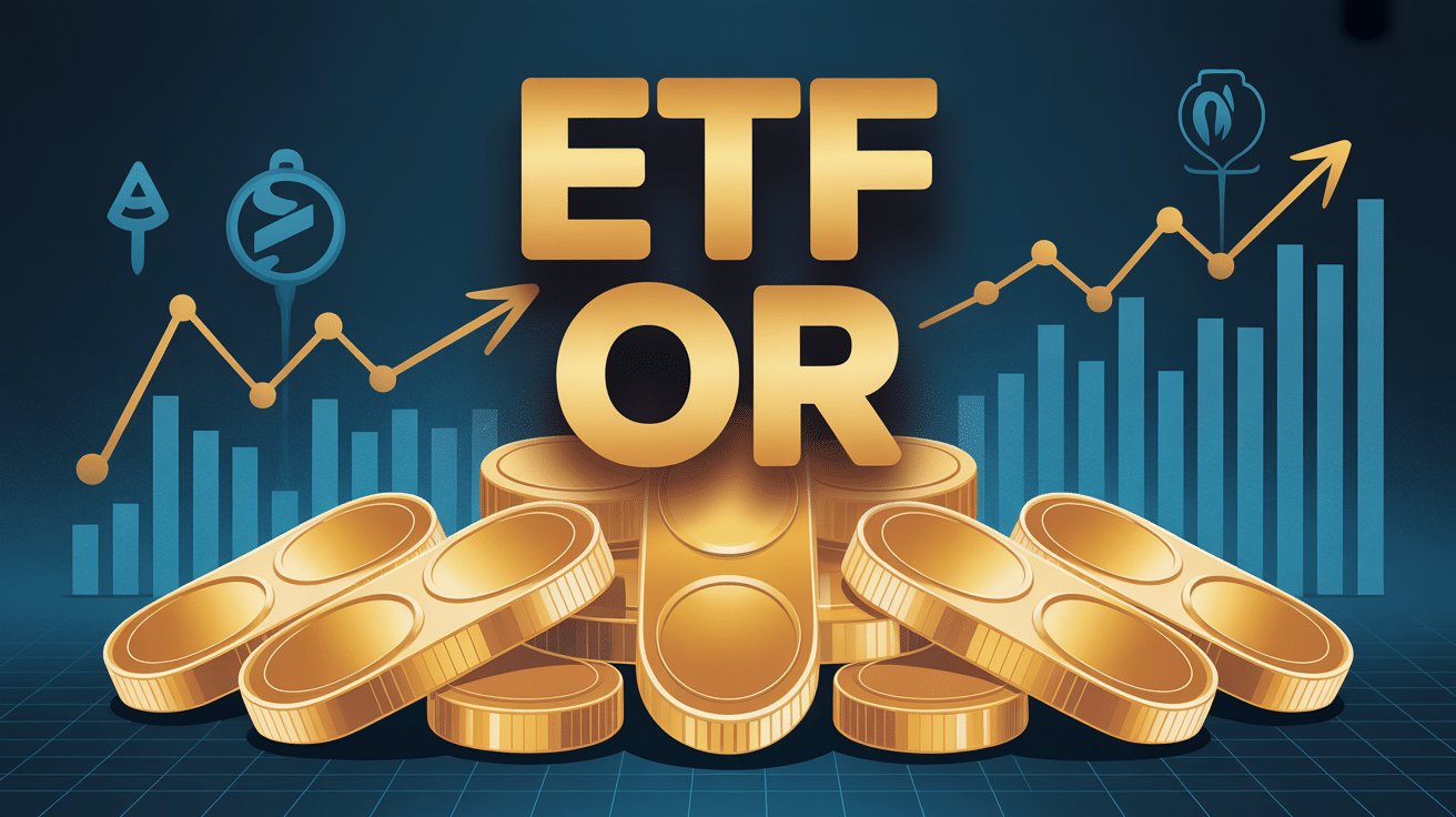 lingots d'or et graphiques financiers ETF or