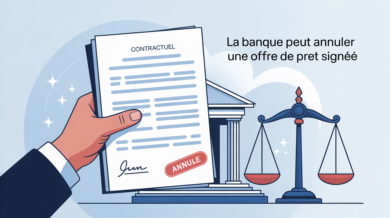 Illustration banque annulation offre prêt signée