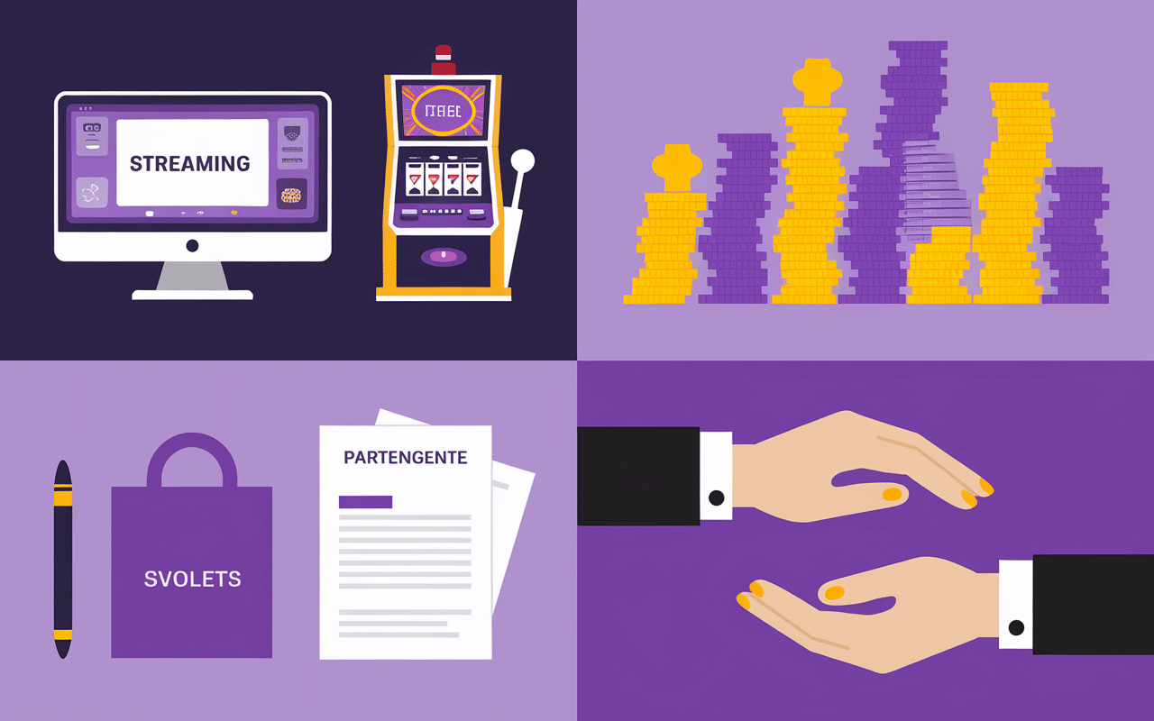 diagramme streaming machine sous donations partenariats violet doré