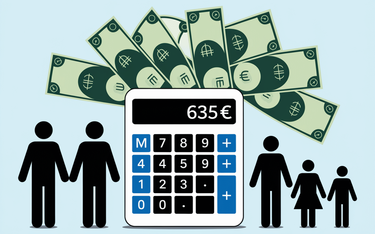 Calculatrice géante billets euros familles revenu minimum