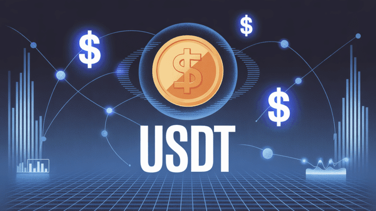 USDT : représentation graphique d'un stablecoin lié au dollar américain