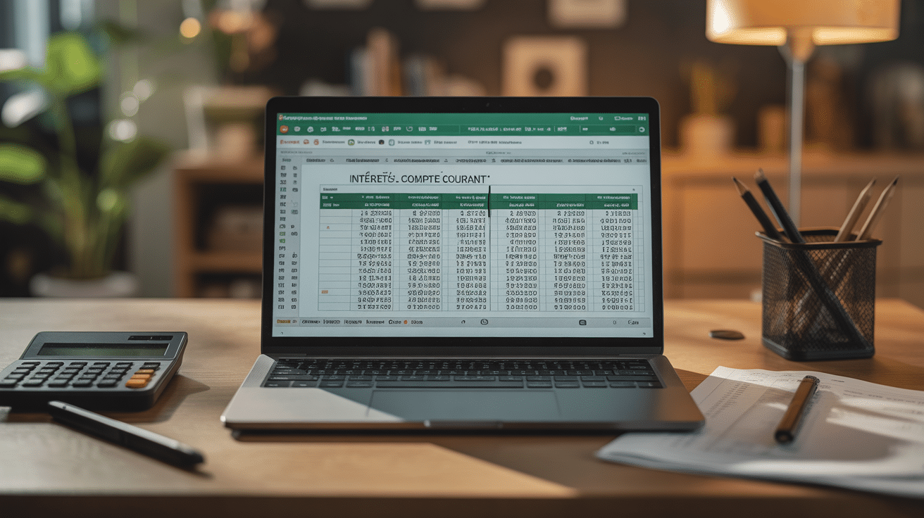 tableau excel interets compte courant sur ordinateur
