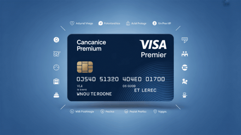 Visa Premier carte bancaire premium fond bleu