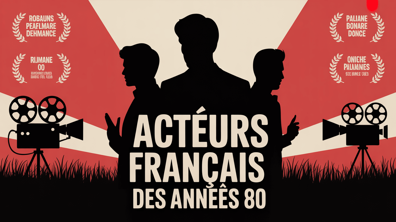 Affiche rétro acteurs francais des années 80 silhouettes cinéma