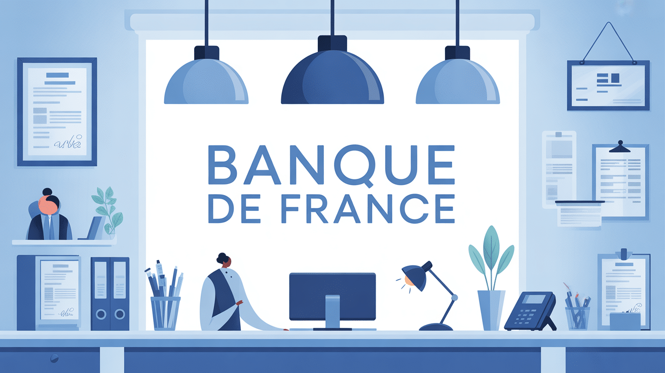 Bureau administratif Banque de France avec formulaire et telephone