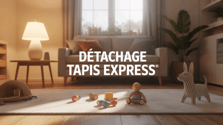 Tapis clair salon, enfants, animaux et jouets, detachage express
