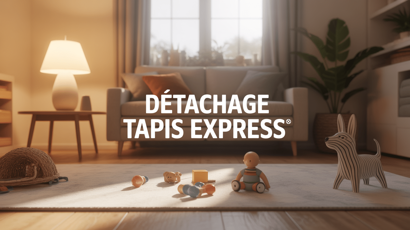 Tapis clair salon, enfants, animaux et jouets, detachage express
