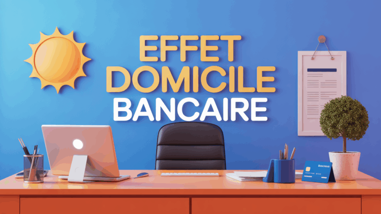 effet domicile bancaire sur bureau stylisé