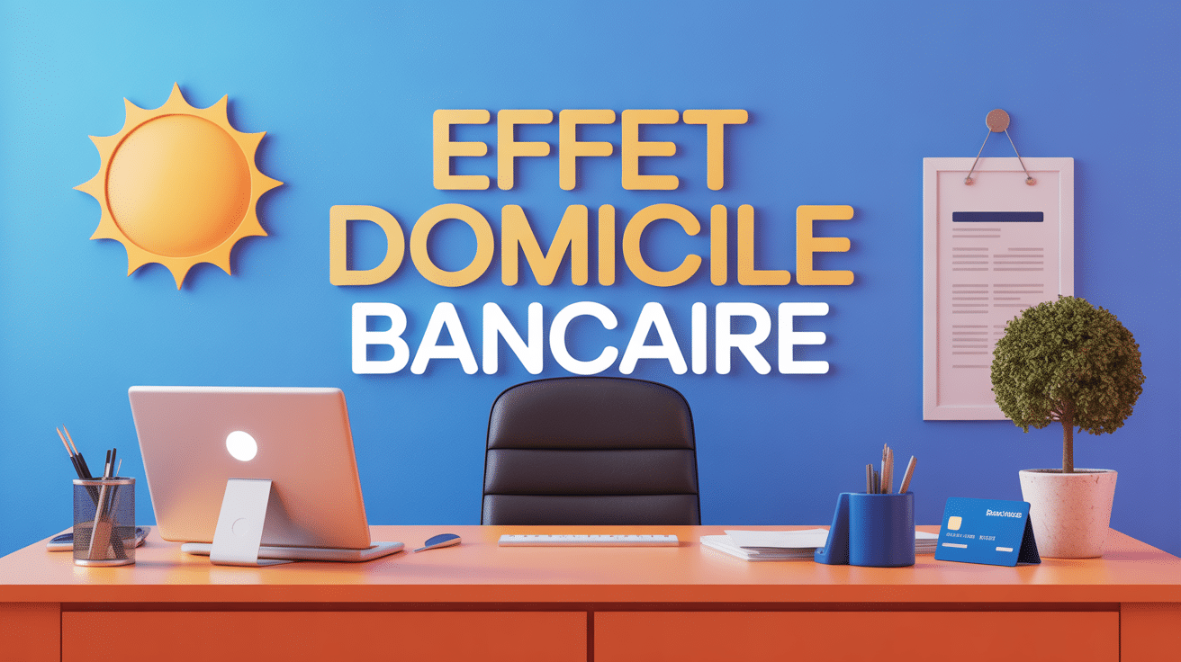 effet domicile bancaire sur bureau stylisé