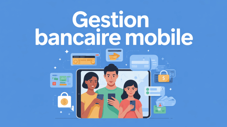 Famille utilisant gestion bancaire mobile sur appareils