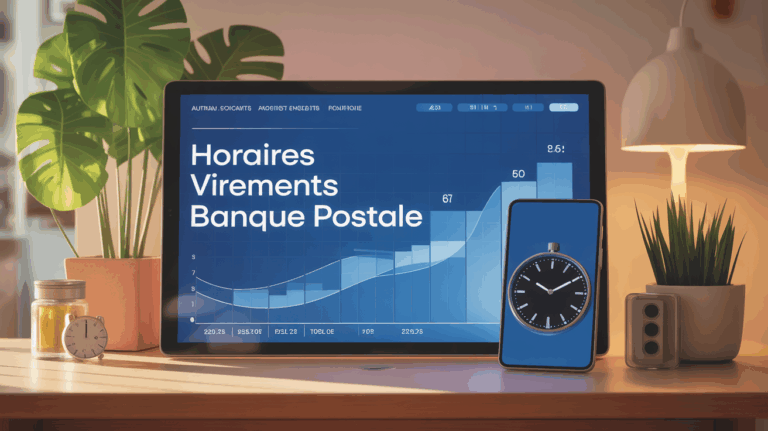 Tableau horaires virements Banque Postale smartphone montre