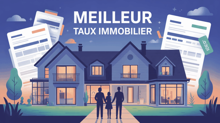 meilleur taux immobilier maison famille illustration