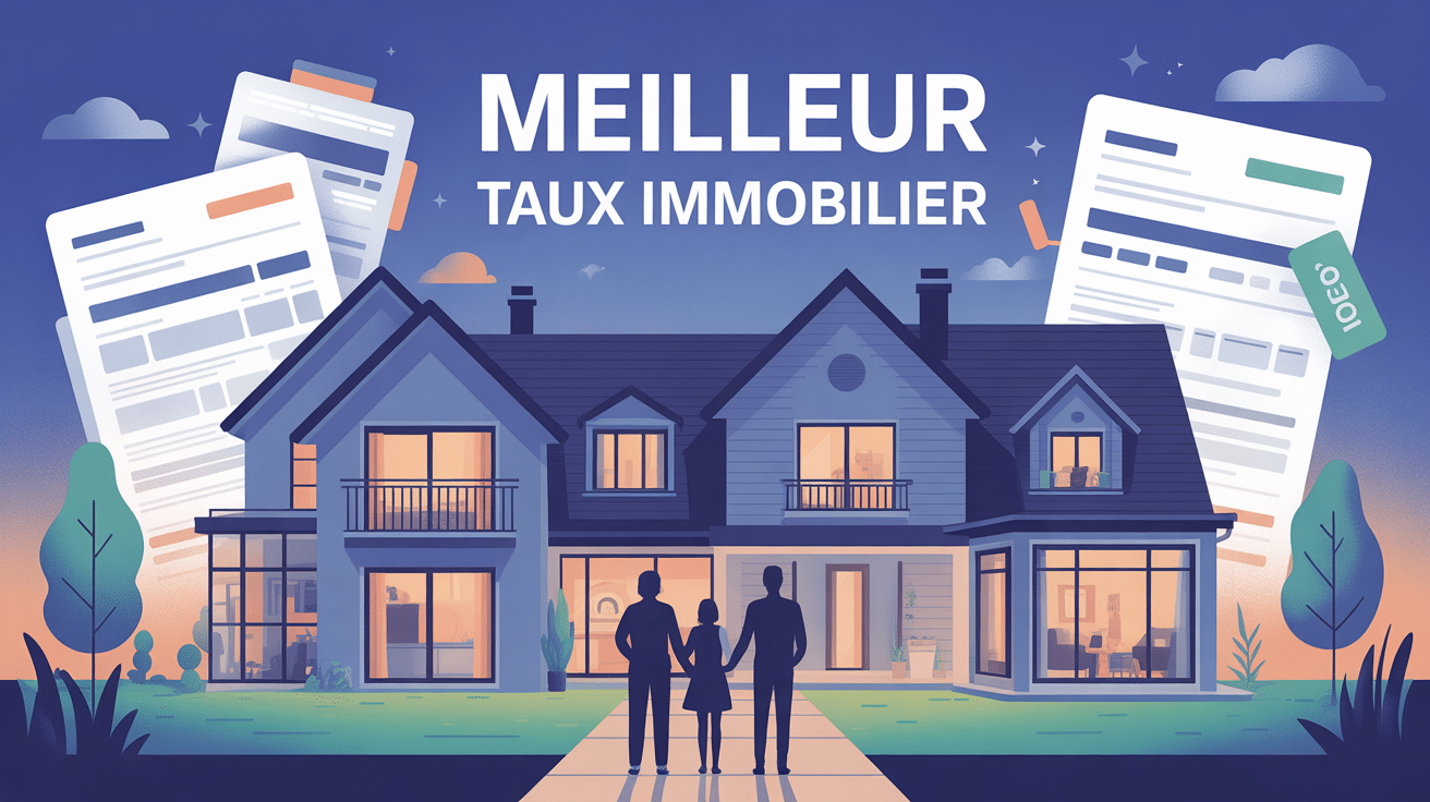 meilleur taux immobilier maison famille illustration