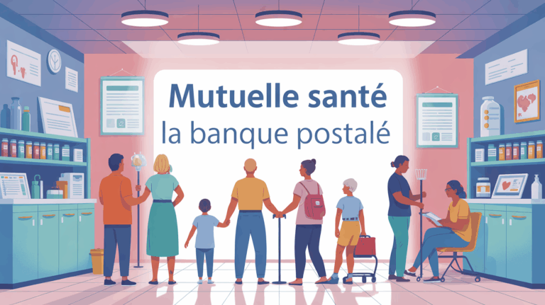 Mutuelle sante La Banque Postale cabinet moderne digital silhouettes