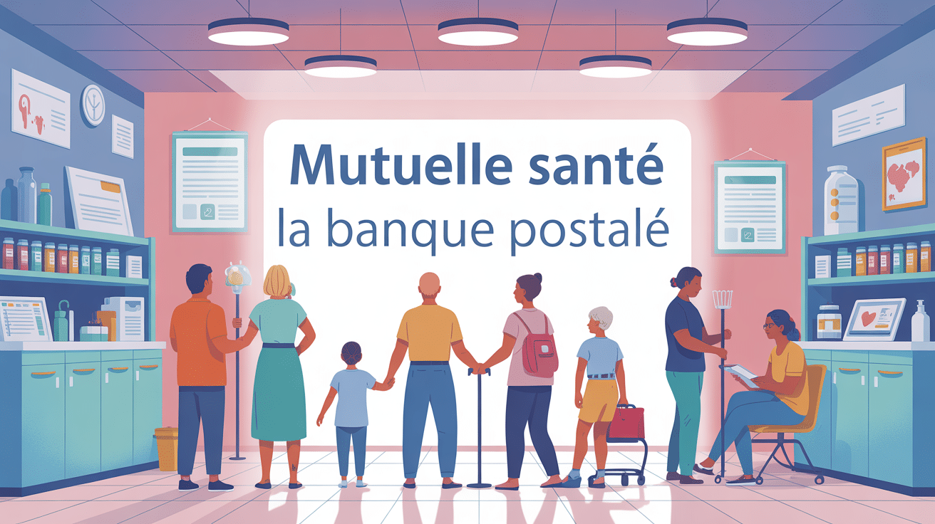 Mutuelle sante La Banque Postale cabinet moderne digital silhouettes