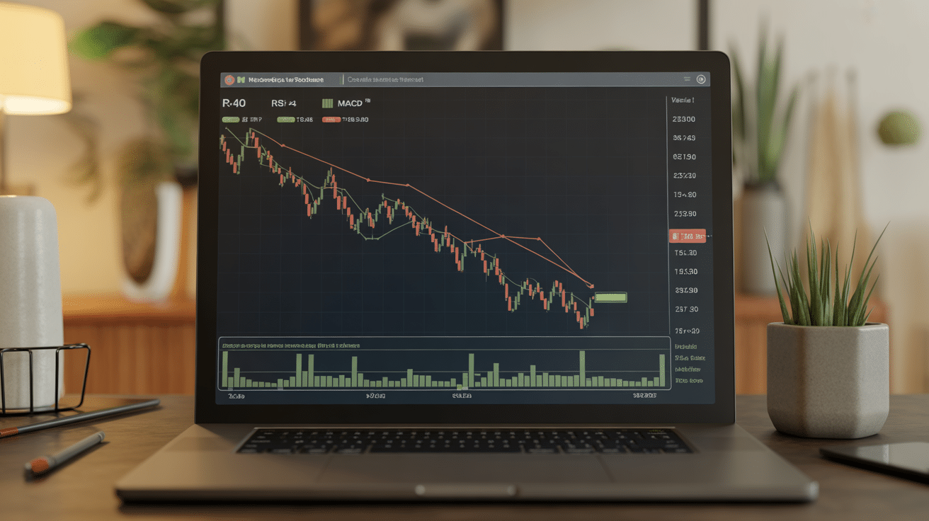 Ecran indicateurs boursiers Novacyt RSI MACD support