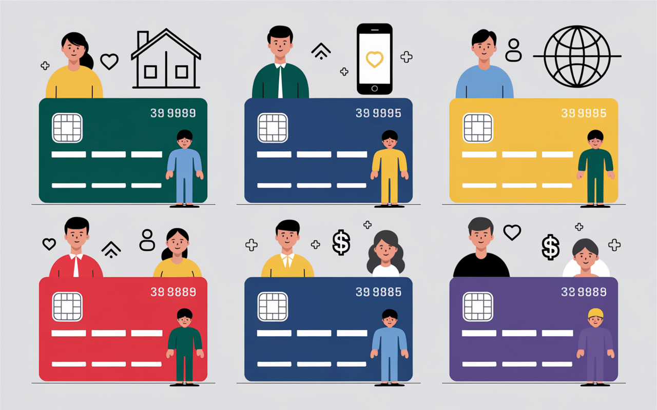 Illustration vectorielle des cartes BNP Paribas 2025 avec usages