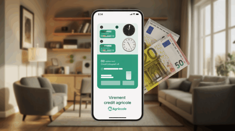 illustration moderne notification virement credit agricole smartphone