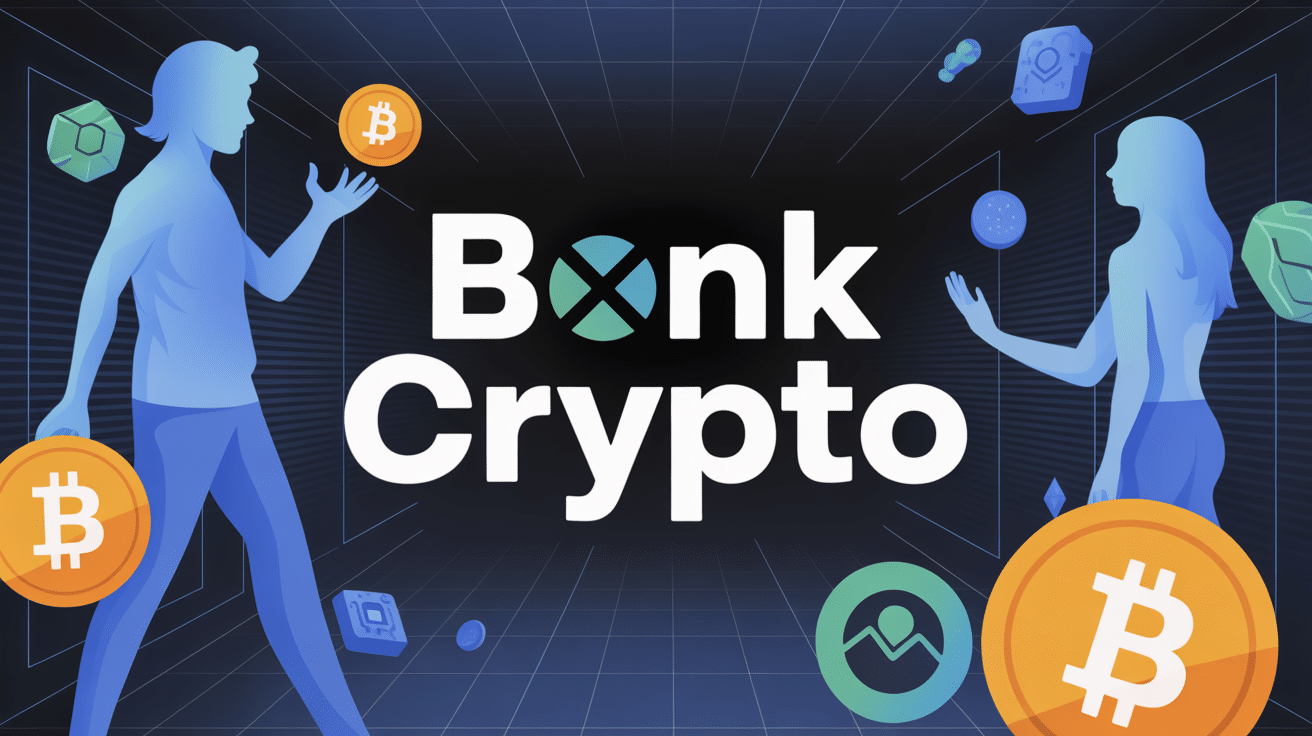 Illustration d'un univers digital Bonk crypto avec jetons et graphique blockchain