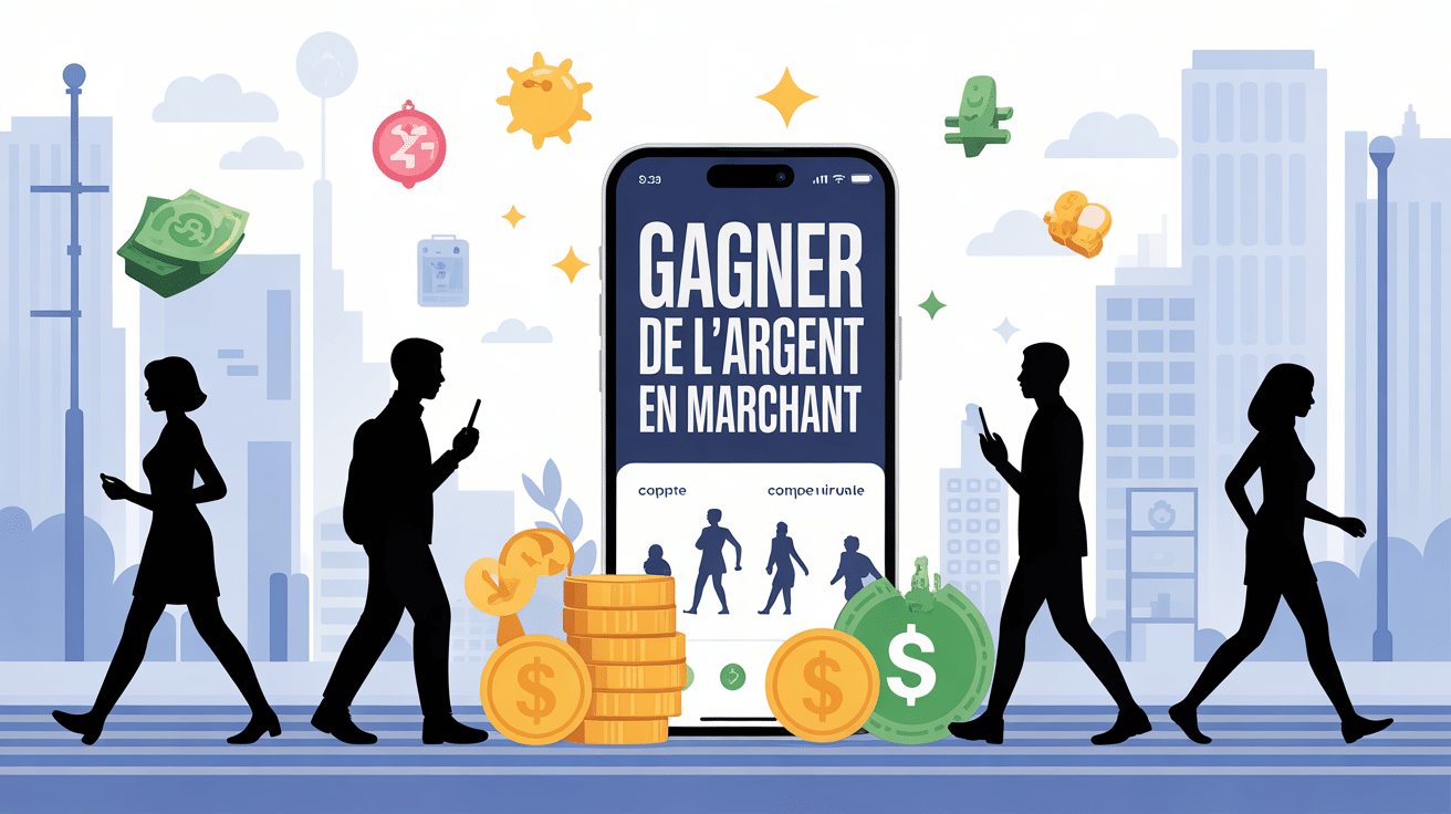 Scène urbaine smartphone pas application rémunératrice