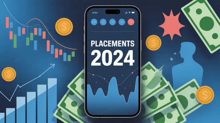 Illustration smartphone placements 2024 graphiques finances