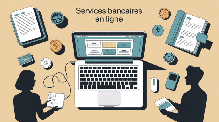 services bancaires en ligne famille ordinateur illustration