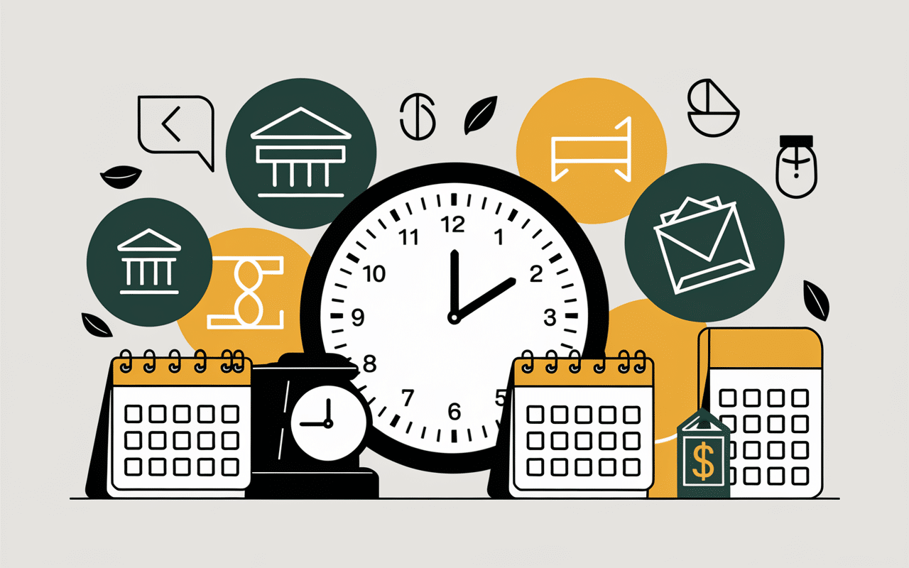 Horloge 17h et banques pour virement bancaire