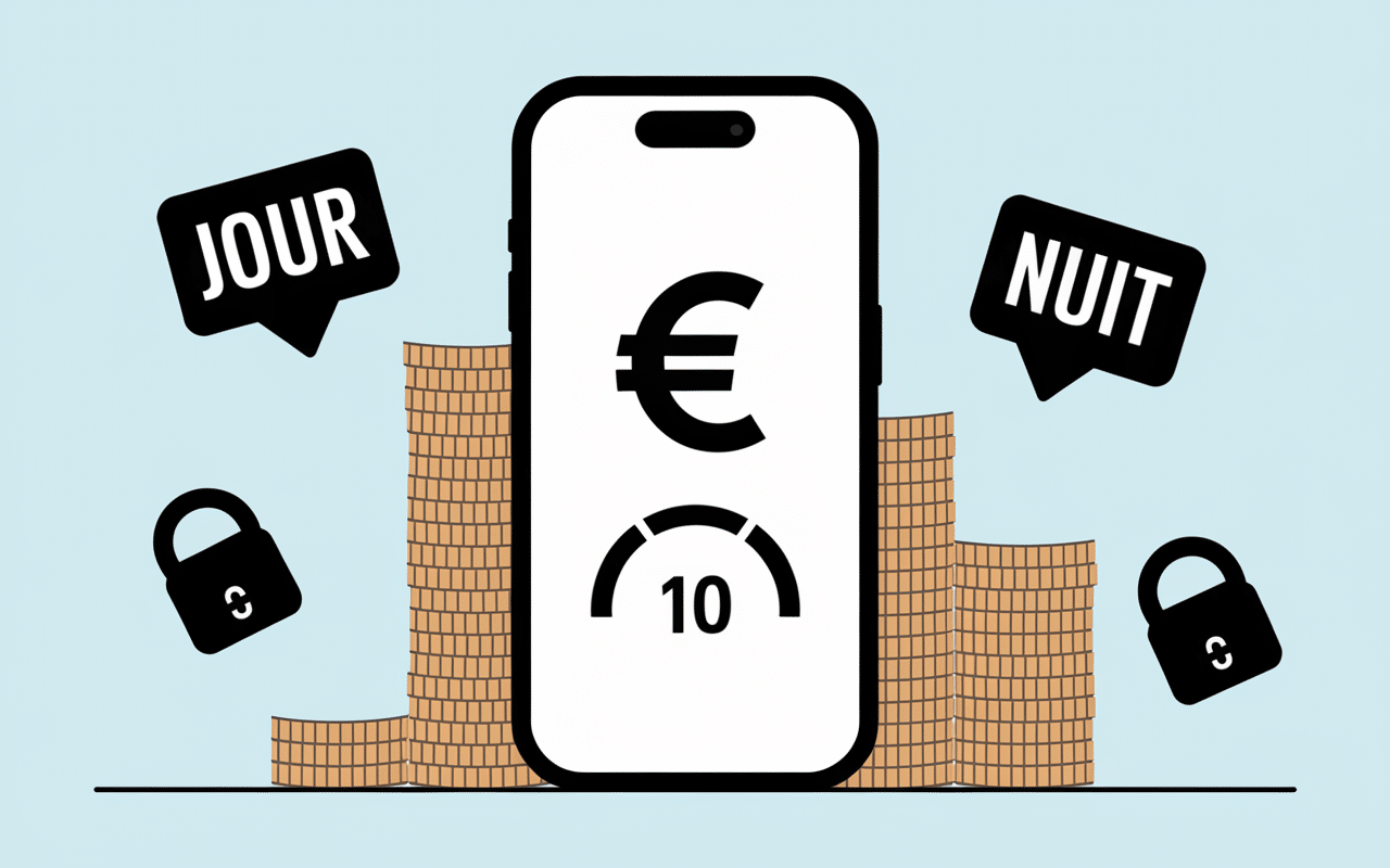 Virement bancaire instantané smartphone jour nuit