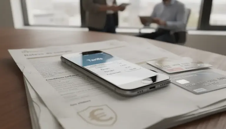 Grille tarifaire banque en ligne sur smartphone
