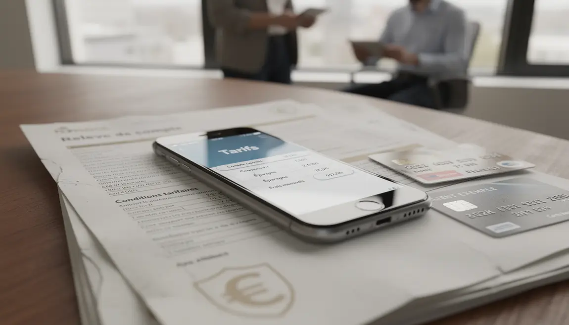 Grille tarifaire banque en ligne sur smartphone