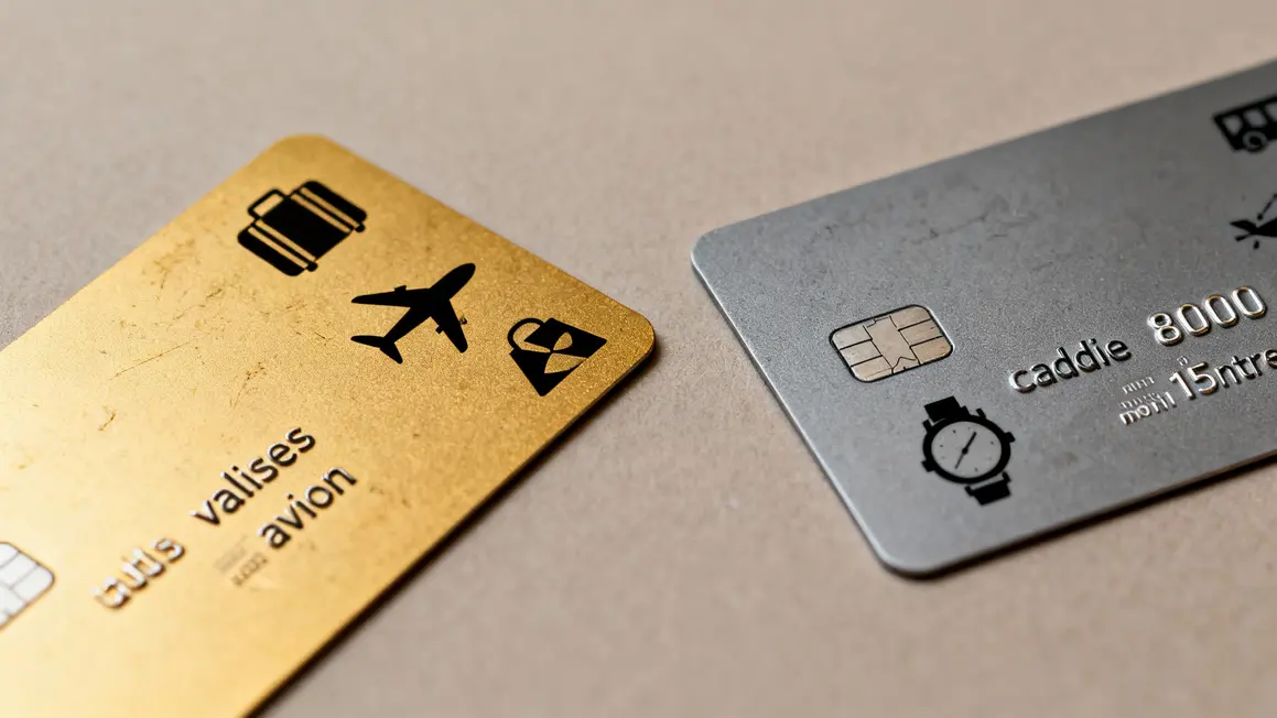 tableau comparatif cartes gold et standard icônes valise avion