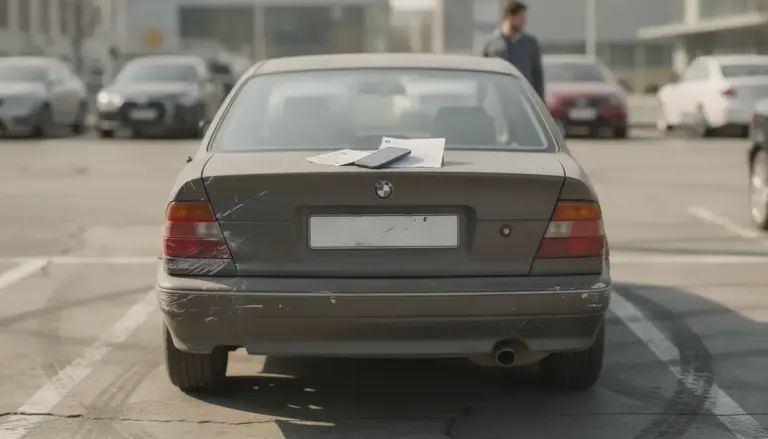 carrosserie rayée sur parking urbain avec documents pour assurance