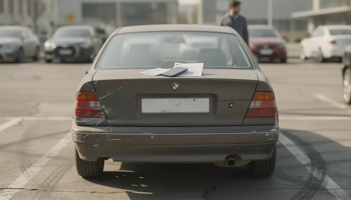carrosserie rayée sur parking urbain avec documents pour assurance