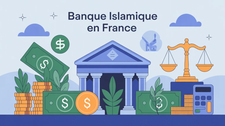 banque islamique france illustration stylisée moderne
