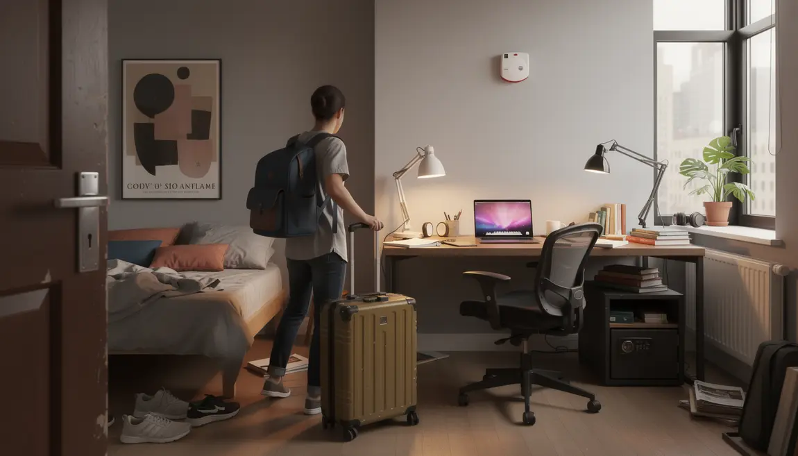 Chambre étudiante moderne avec ambiance assurance logement