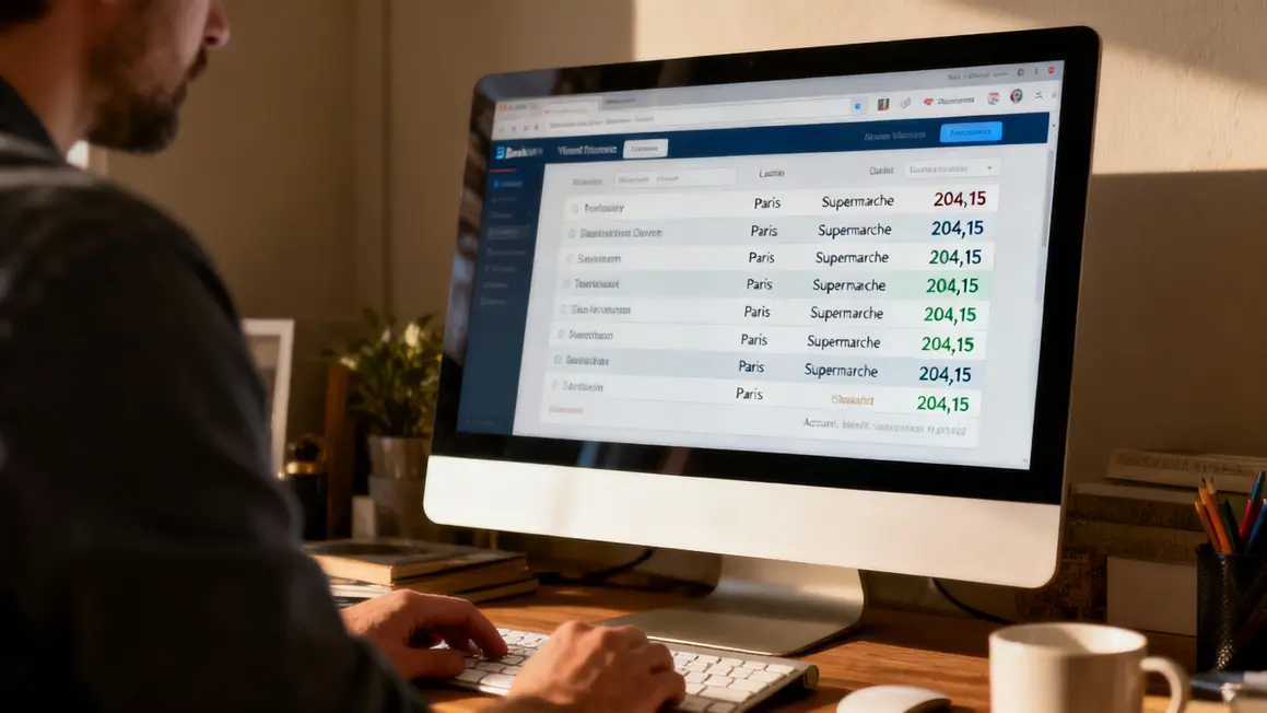 Liste transactions relevé carte de crédit ordinateur