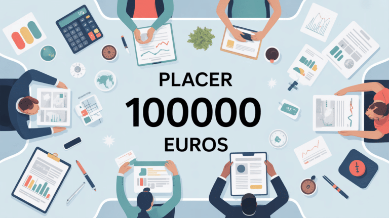 Quel placement pour 100 000 euros, illustration table bureau avec documents financiers