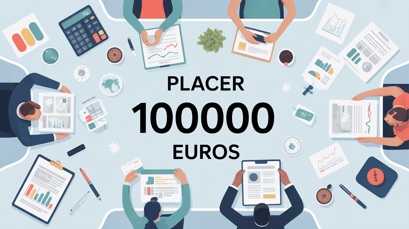 Quel placement pour 100 000 euros, illustration table bureau avec documents financiers