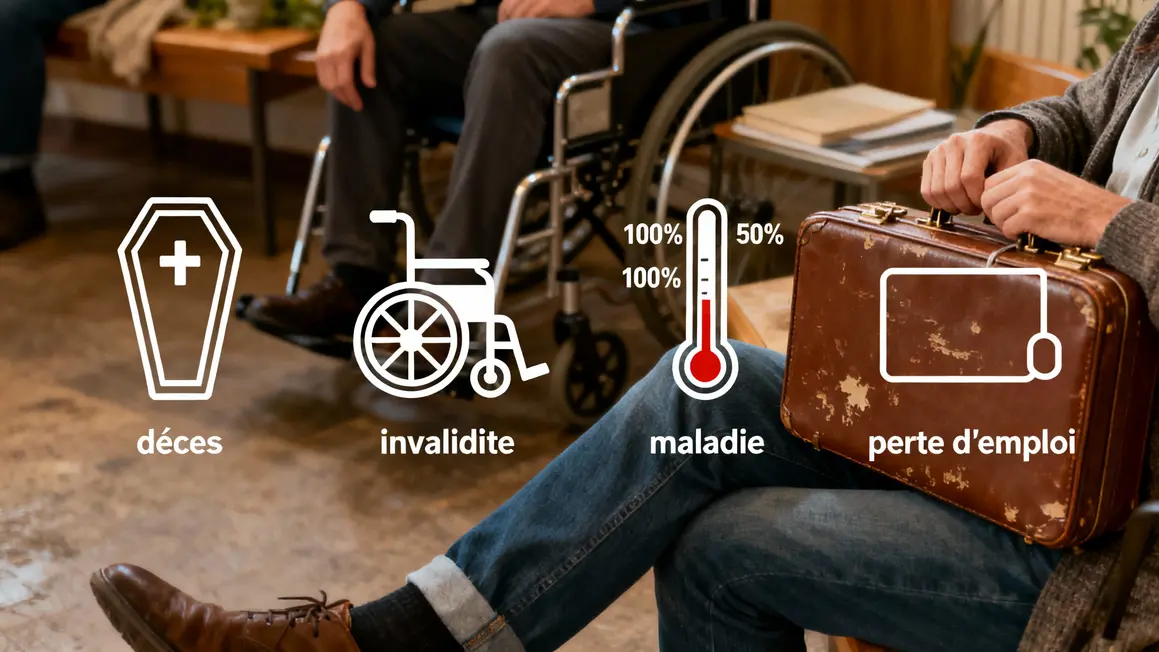 infographie décès invalidité maladie chômage assurance crédit