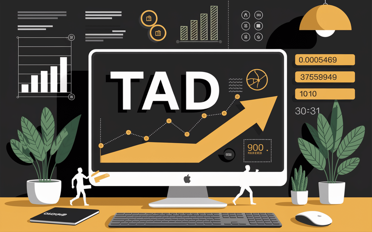 Tableau chiffre tada crypto micro-tâches écran stylisé