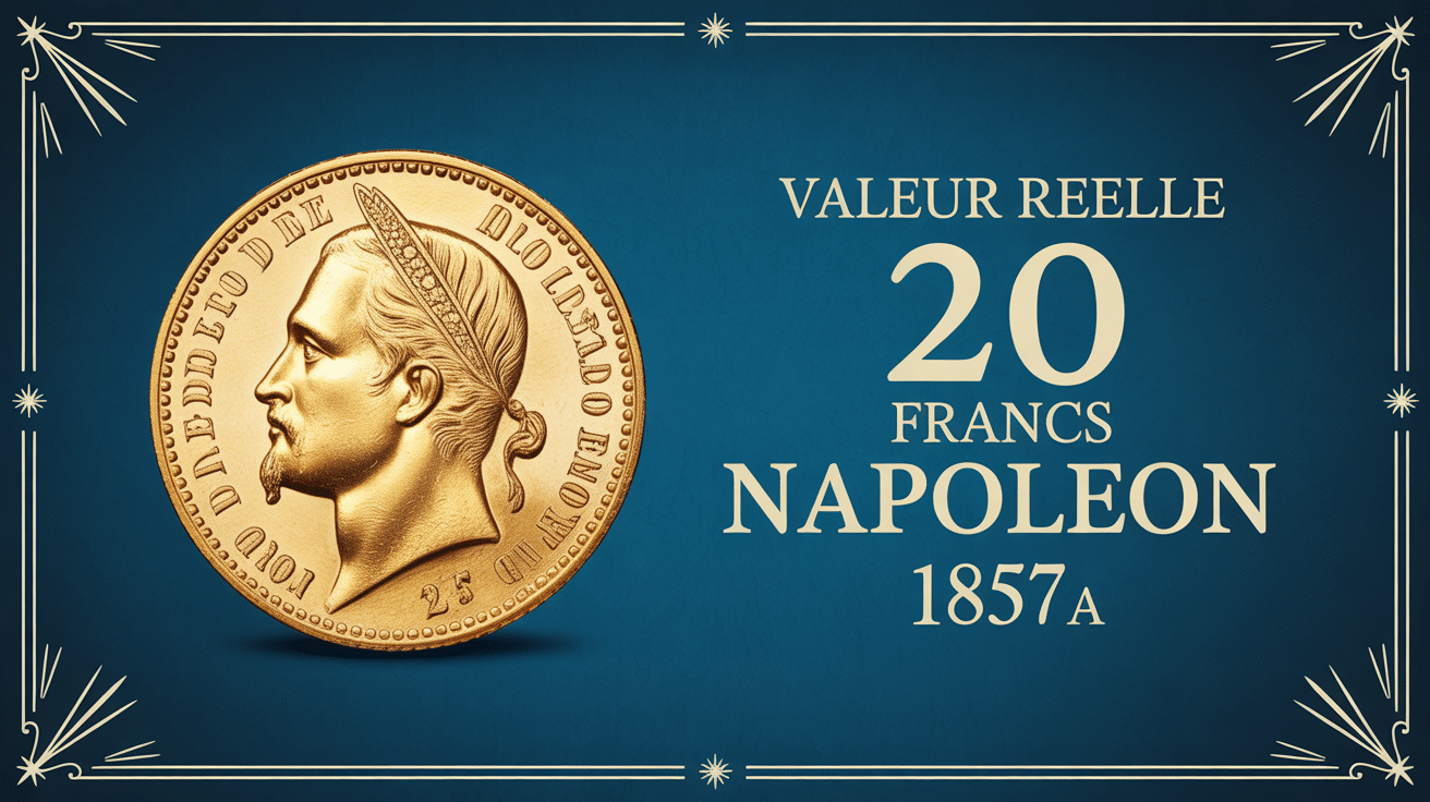 valeur d'un louis d'or napoleon 20 francs 1857 sur fond bleu