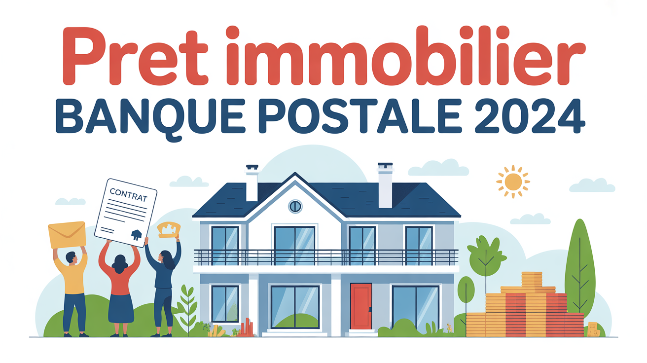 avis pret immobilier banque postale illustration stylisee maison moderne